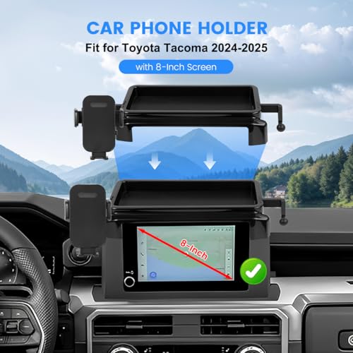 Car Phone Holder Compatible with Toyota Tacoma 2024 2025 Accessories 8 (2024 2025 Tacoma 8inch)