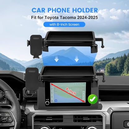 Car Phone Holder Compatible with Toyota Tacoma 2024 2025 Accessories 8 (2024 2025 Tacoma 8inch)