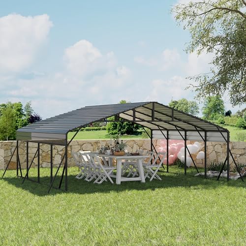 20x20 FT Metal Carport (Gray / 20x20FT)