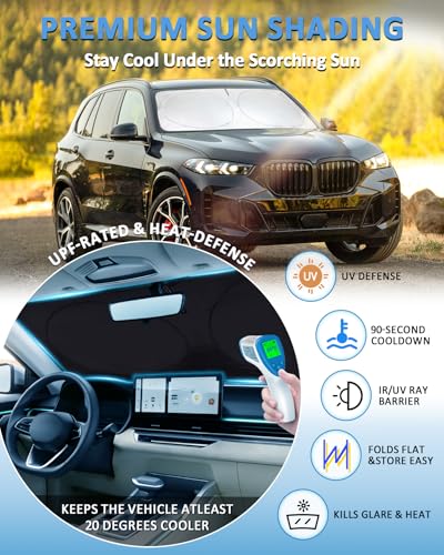 Windshields Sun Shade Fit for 2024 2025 2026 Hyundai Santa Fe (Fit BMW X5 2019-2025)