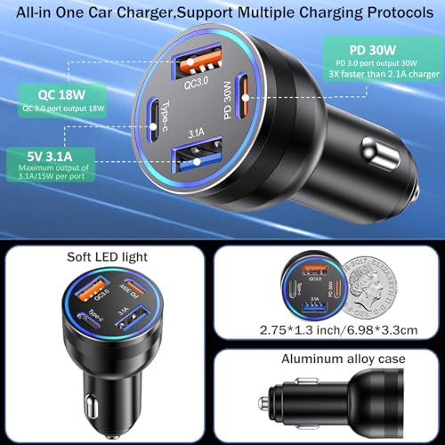 65W USB C Car Charger (1 Pack / Black)