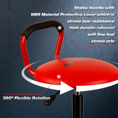 Garage Stool Adjustable Height Swivel Work Mechanic Shop Stool with Backrest (Red)