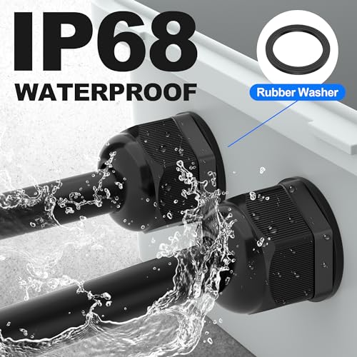 72pcs Cable Glands Kit Waterproof Strain Relief Cord Connector Grip Weatherproof Cable Pass Through PG7 1