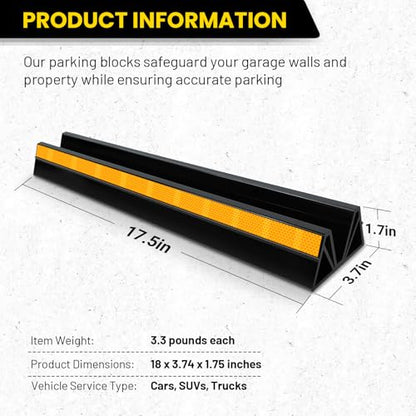 2 Pcs 18'' Parking Car Wheel Stopper for Garage with 2 Installation Methods (2pc-17.5'')