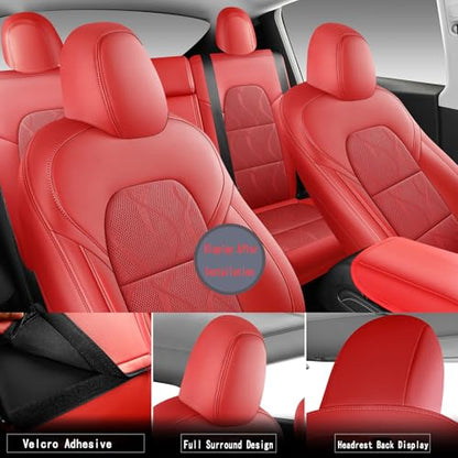 Tesla Model Y Seat Cover Full Set (Red)
