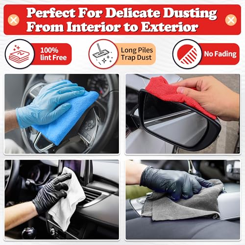 Shop Towels Microfiber Cleaning Cloth Bulk (24PK / 4 Colors)