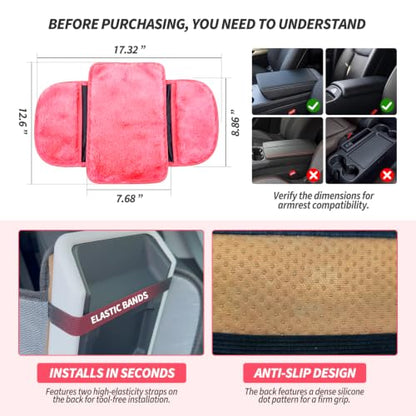 Plush Fuzzy Fur Car Center Console Cover with Side Pockets