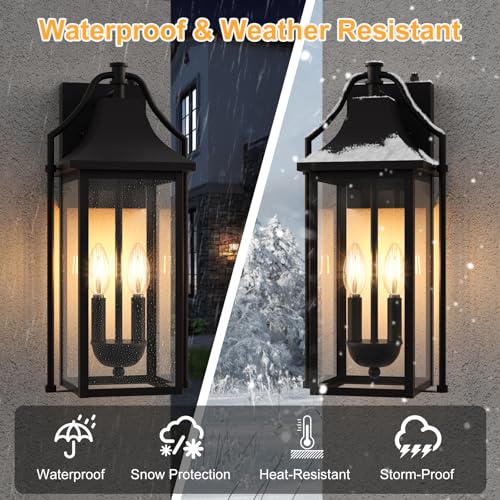 18IN Dusk to Dawn Outdoor Wall Sconce (Black(with Black Base) / 18inch 2-e12 Base)