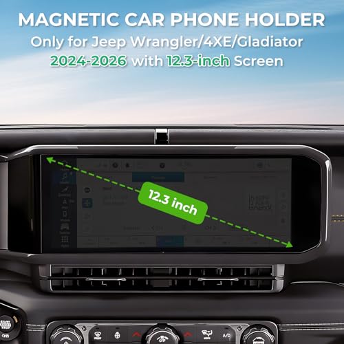 Car Phone Holder for Jeep Wrangler (Fit for 2024-2026 Wrangler/Gladiator JT, 12.3-Inch)