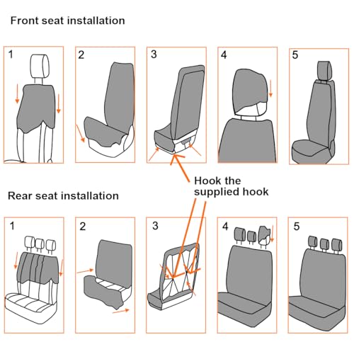 Polyester Full Car Seat Cover Set with Sponge Padding (Beige/Black)