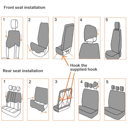 Polyester Full Car Seat Cover Set with Sponge Padding (Gray/Black)