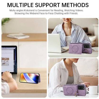 Compatible with Samsung Galaxy S20 Ultra 5G Wallet Case Screen Protector Crossbody Shoulder Strap Ring Buckle Stand Card Holder Magnetic Car Mount Phone Cover for S20ultra 20ultra G5 Women Men Purple (Purple / for S20 Ultra)