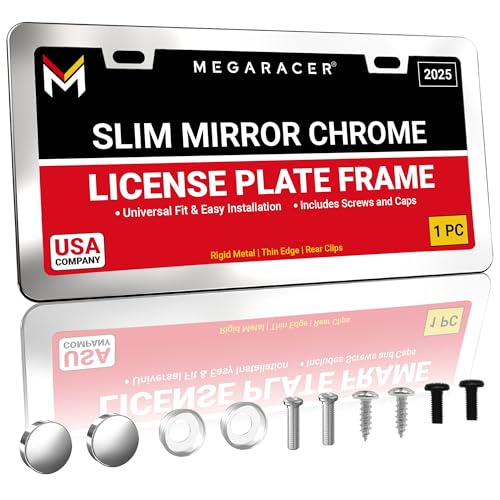 Premium Slim Mirror Chrome License Plate Frame (Chrome / 1 Piece)