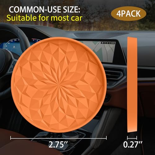 Car Coasters for Cup Holders [4 Pack] (4pack-orange)