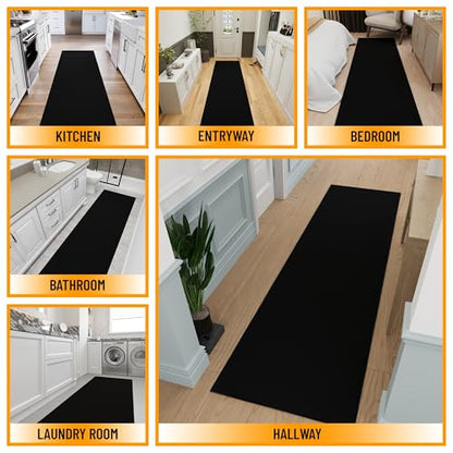 3x10 Hallway Runner Rug (Solid Black)