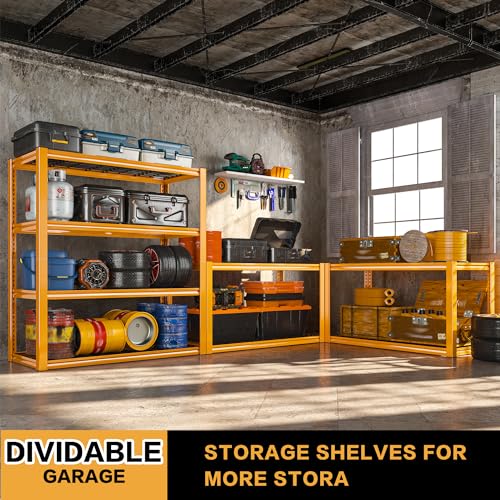 40" W Yellow Garage Shelving with Double (Orange)