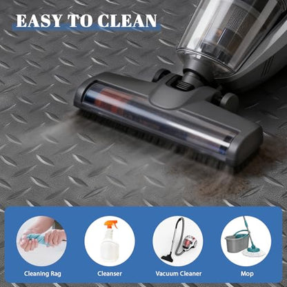7.5Ft x 17Ft Rubber Flooring Mats 1.6mm Diamond Plate Flooring Roll (1.6mm-7.5Ft x 17Ft-Gray)