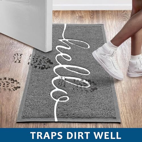 Door Mat Outside Inside Hello Doormat (3' x 2' / Grey Hello)