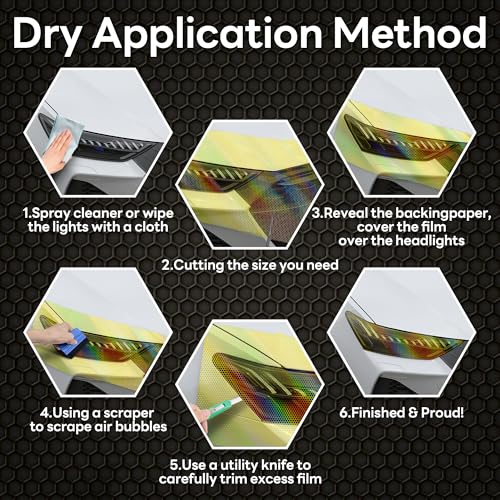 Car Light Tint Film (Ammo Yellow Honeycomb / 12in x 60in)