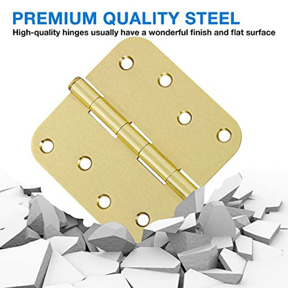 12 Pack Interior Door Hinges 4 Inch Brushed Brass 5 (Satin Brass-4 in / 12 Pack)