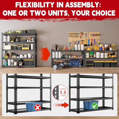 5 Tier Heavy Duty Garage Shelving (72" H x 48" W x 24" D)