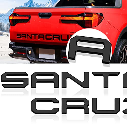 Tailgate Inserts Letters Compatible for 2022 2023 2024 2025 2026 Santa Cruz 3D Raised & Strong Adhesive Decals Letters Rear Emblem Decal Sticker Compatible for Santa Cruz Accessories (Matte Black)