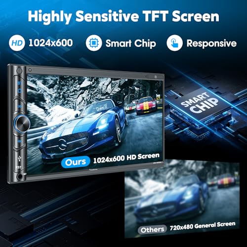 Upgrade Wireless Double Din Car Stereo with Carplay (Black Wireless Car Stereo)