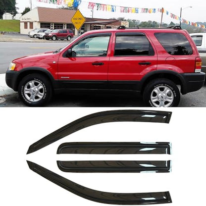 Window Visors Rain Guards for 2001 (01-12 Ford Escape (Dark Smoke))