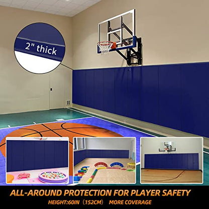 1 Pack Basketball Wall Pad 2" Thick Foam Paddings (60" x 20" x 2" / 1 PACK / BLUE)