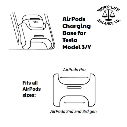 Tesla AirPods Wireless Charging Mount for Model 3