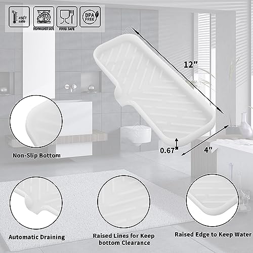 Silicone Soap Dish with Drain Spout (Translucent / L(12"×4"))