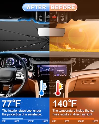 for 2026 2027 Jeep Grand Cherokee Car Windshield Sun Shade Umbrella for 2026 2027 Jeep Grand Cherokee Accessories Window Sunshade Easy Fold Reflective Heat & UV Protection Sun Visor Blocker (2026 Grand Cherokee)