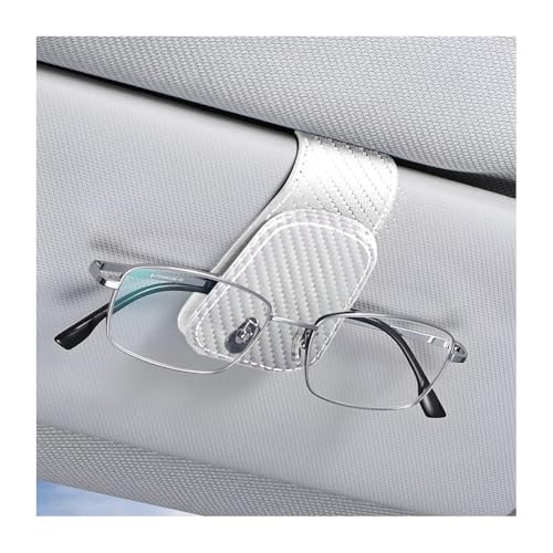 Sunglasses Holders for Car Sun Visor (1 Pack / White/Carbon Fiber)