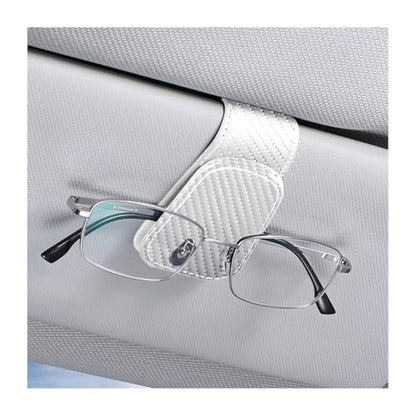 Sunglasses Holders for Car Sun Visor (1 Pack / White/Carbon Fiber)