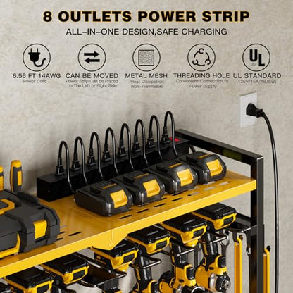 Power Tool Organizer Cart with Charging Station (Yellow)