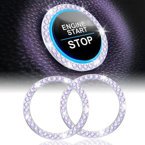 2 PCS Crystal Rhinestone Car Engine Start Stop Decoration Ring (Colorful)