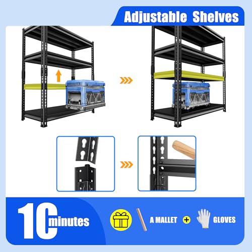 48" W Garage Shelving Heavy Duty (Black / 48"W×16"D×72"H)
