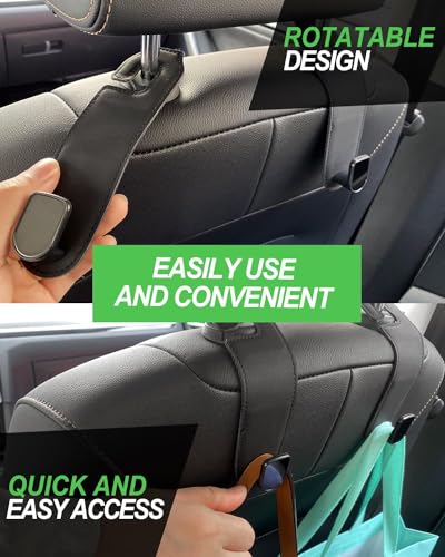 Car Seat Headrest Hook (Black / 2 Pack)
