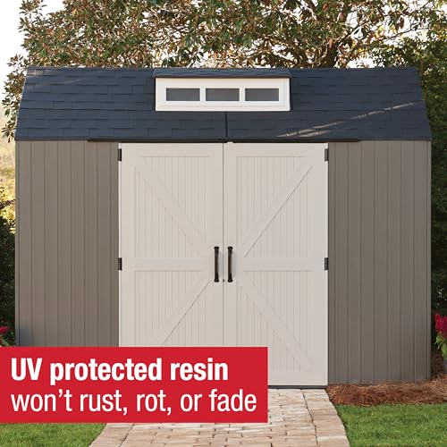 Extra Large Resin Outdoor Storage Shed With Floor (7'x10' / Brown)