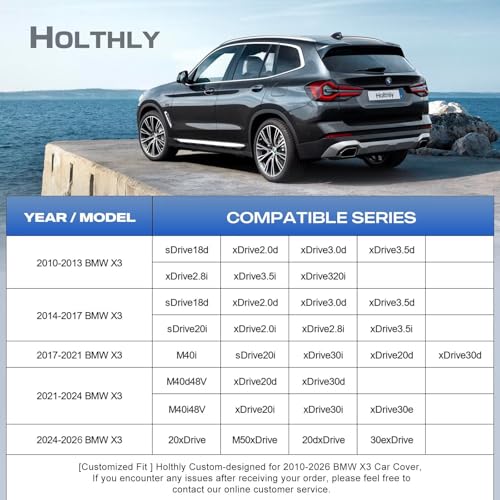 10 Layers SUV Car Cover Custom Fit for BMW X3 (Black Gray / Custom Fit for BMW X3)