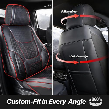 Premium Custom Fit Truck Car Seat Covers Full Set Seat Waterproof (X89 (See Vehicle Size Chart) / Full Set - Black)