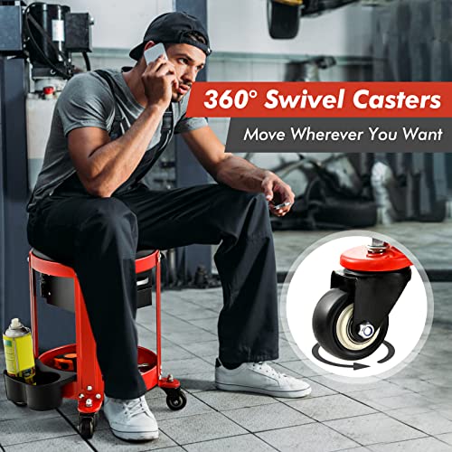 Rolling Mechanic Stool (Red)