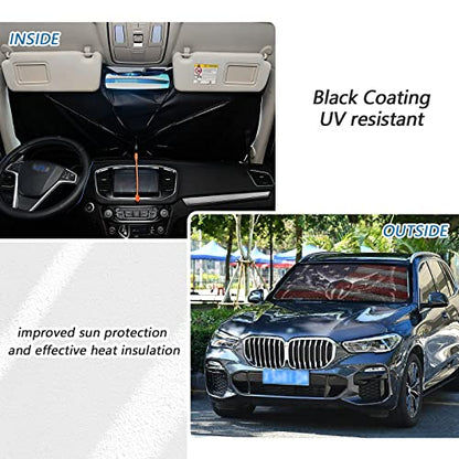 American Flag Bald Eagle Windshield Sun Shade Umbrella USA Patriotic July 4th Foldable Car Front Window Sunshade Blocks UV Rays Heat Keep Vehicle Cool (multi 2)