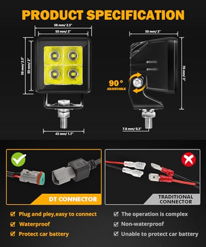 Pod Lights 2 Inch White Spot Beam Offroad LED Cube (2 Inch White Led Light Pod（ZD000811-VE）)