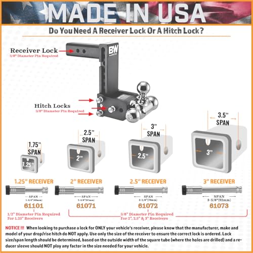 61101 Receiver Lock For 1.25" Receiver (Fits: 1.25" Receiver - Class I & II / 1PK (1) Receiver Lock)