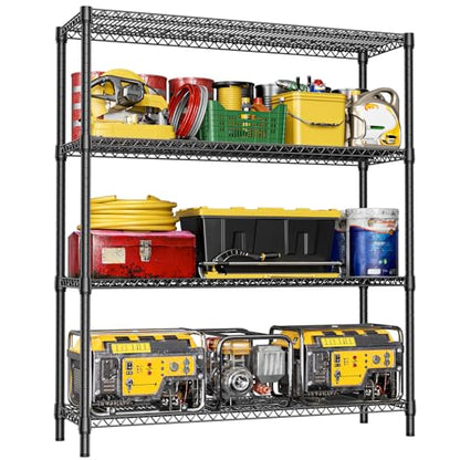 4 Tier Metal Garage Shelving (4 Tier, 17.7" D x 59.1" W x 70.9" H / Black)
