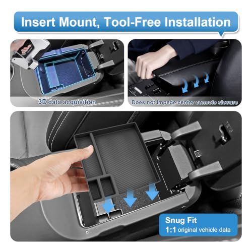 2024 2025 2026 Mustang Center Console Organizer Bottom (Black - Armrest Lower)