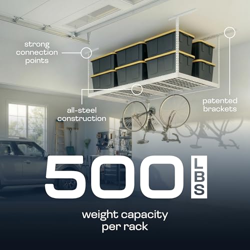 MonsterRax 4x8 Overhead Garage Storage Rack (White / 24"-45")