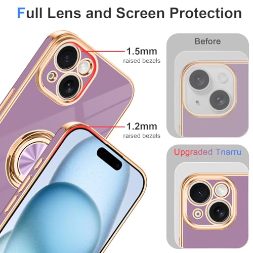 Designed for iPhone 15 Case with Ring Stand Slim Purple (Purple / 6.1'' iPhone 15)
