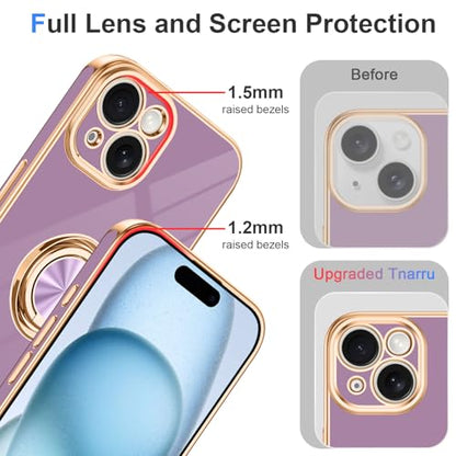 Designed for iPhone 15 Case with Ring Stand Slim Purple (Purple / 6.1'' iPhone 15)
